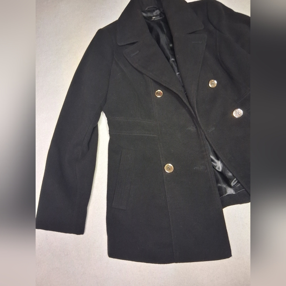 Jessica Black Pea Coat for Women - Picture 3 of 13